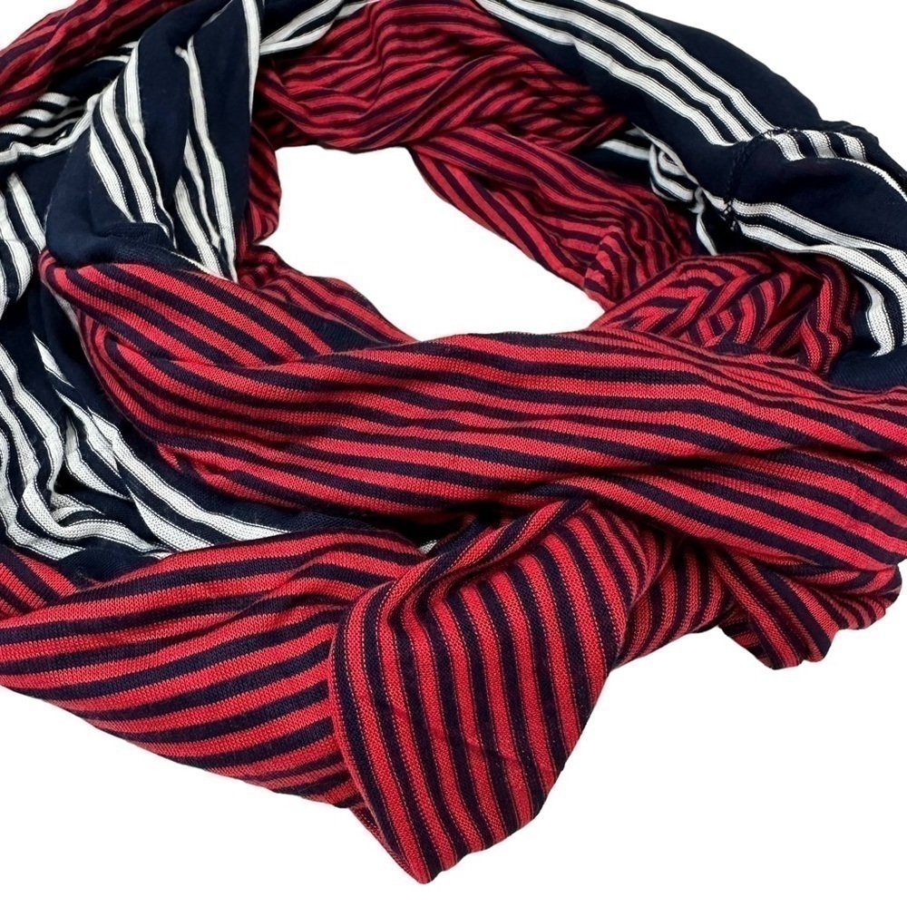 Nautical Red, White, Blue Striped Jersey Knit Infinity Scarf - Picture 7 of 7
